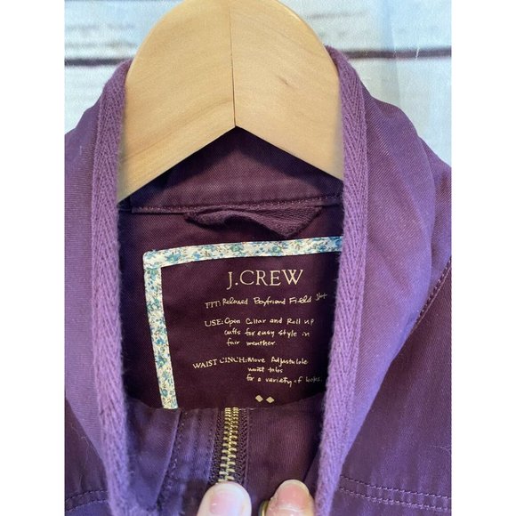 J. Crew Relaxed Boyfriend Field Zip Jacket Denim Plum Womens Medium Cotton - Picture 3 of 8